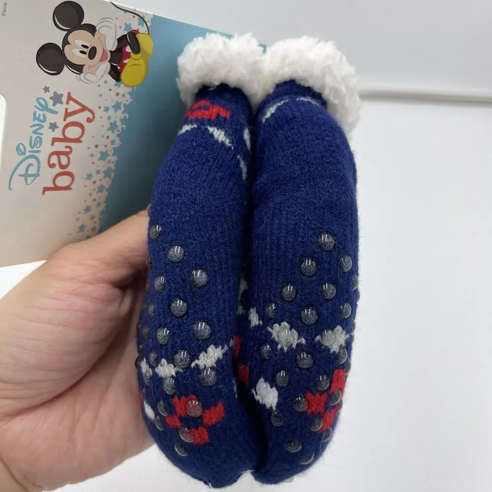 Disney Mickey Mouse Fuzzy Cozy Socks 2 Pairs 12-24 Months NWT Stocking Stuffers